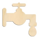 Laser-cut baltic birch silhouette of Water Faucet with Drip