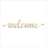 Laser-cut baltic birch silhouette of WELCOME SCRIPT