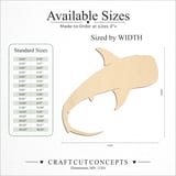 Size reference chart for WHALE SHARK SWIMMING SILHOUETTE