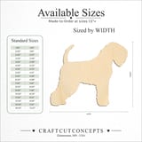 Size reference chart for Wheaten Terrier Dog