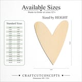 Size reference chart for TALL WHIMSICAL HEART