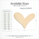 Size reference chart for WIDE WHIMSICAL HEART