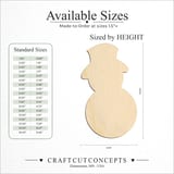 Size reference chart for WHIMSICAL SNOWMAN