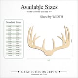 Size reference chart for Wide Deer Antlers