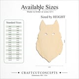 Size reference chart for WOLF FACE SILHOUETTE