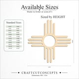 Size reference chart for Zia Sun