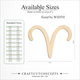 Size reference chart for ZODIAC ARIES SYMBOL