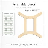 Size reference chart for ZODIAC GEMINI SYMBOL