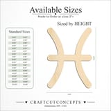 Size reference chart for ZODIAC PISCES SYMBOL