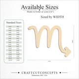 Size reference chart for ZODIAC SCORPIO SYMBOL