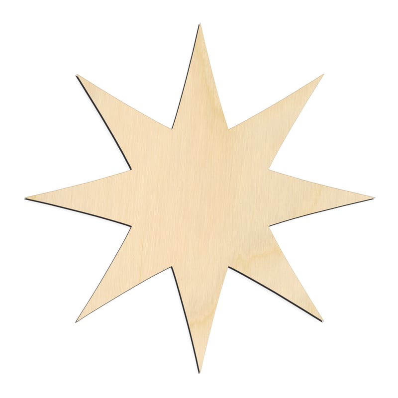 Laser-cut baltic birch silhouette of 8-Point Star