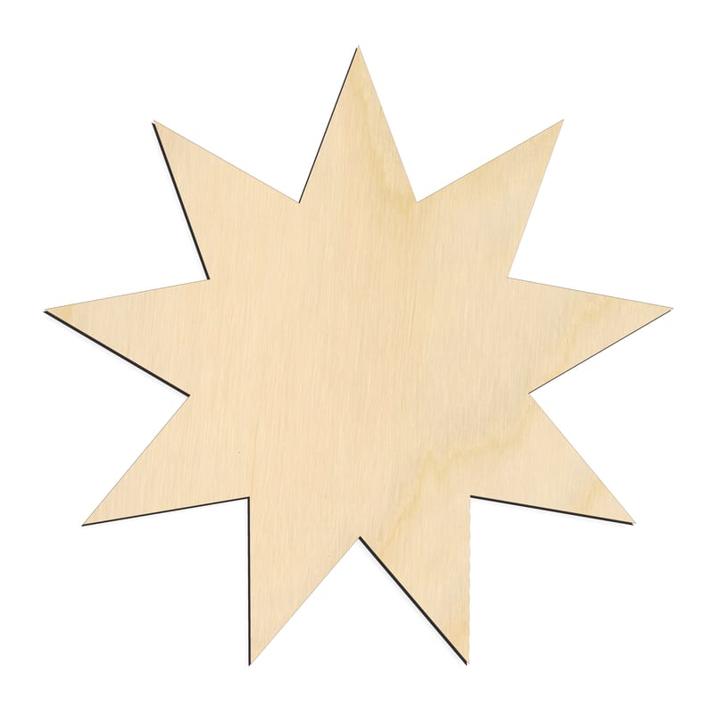 Laser-cut baltic birch silhouette of 9-Point Star