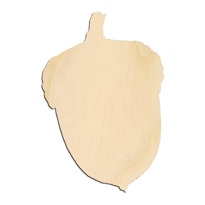 Laser-cut baltic birch silhouette of Acorn Silhouette