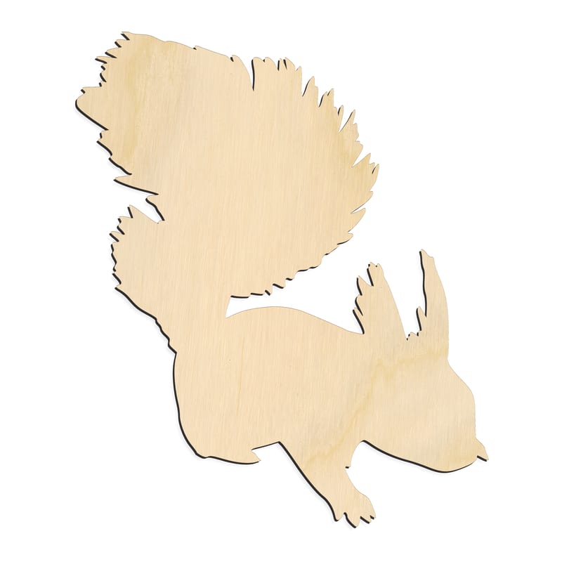 Laser-cut baltic birch silhouette of Squirrel