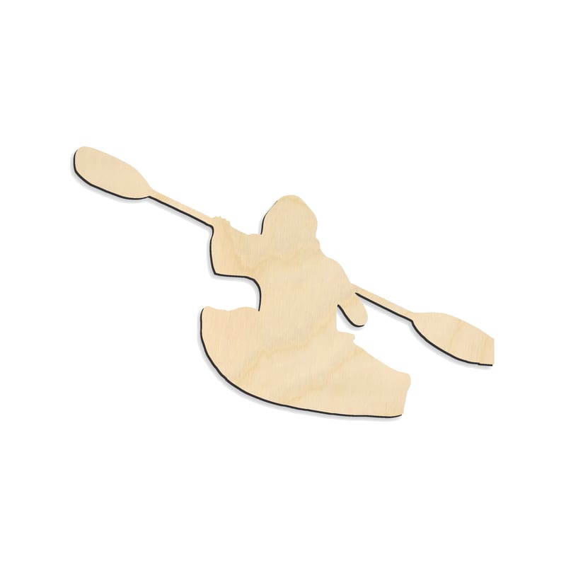 Laser-cut baltic birch silhouette of Kayaker Silhouette