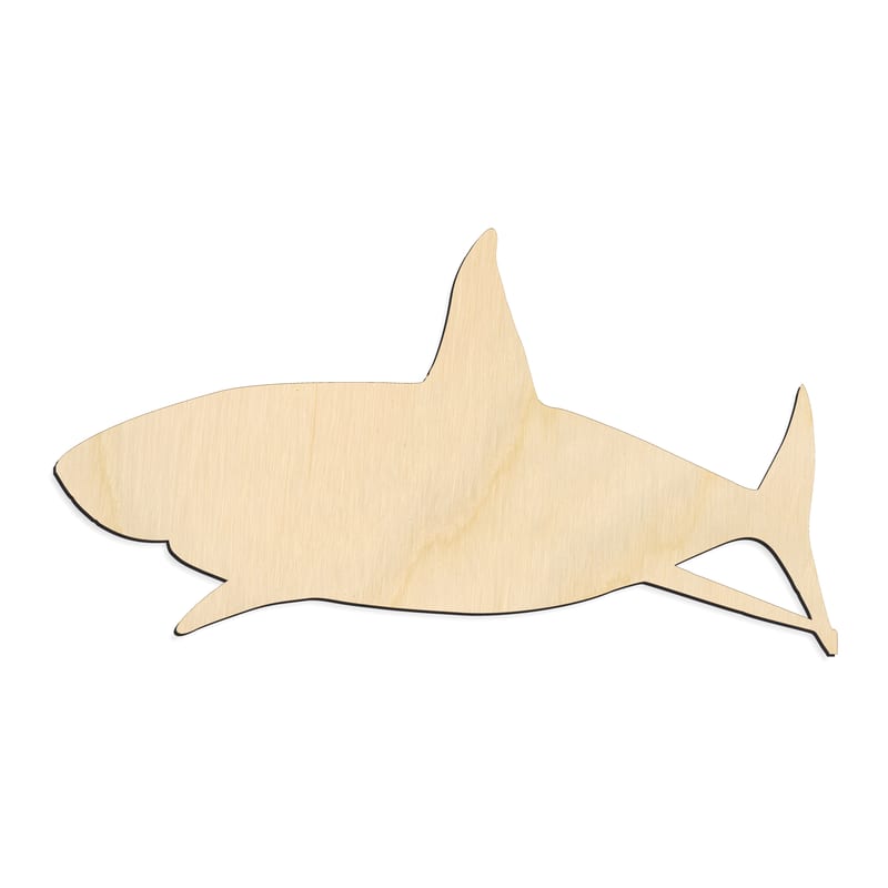 Laser-cut baltic birch silhouette of AGGRESSIVE SHARK