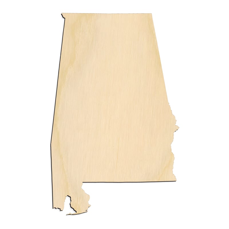 Laser-cut baltic birch silhouette of ALABAMA STATE SILHOUETTE