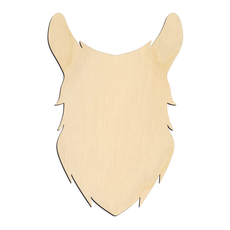 Laser-cut baltic birch silhouette of ALPACA HEAD LLAMA