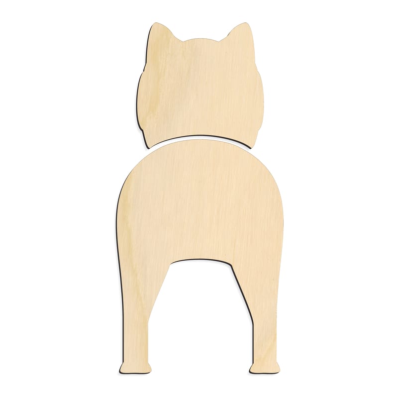Laser-cut baltic birch silhouette of AMERICAN ESKIMO DOG