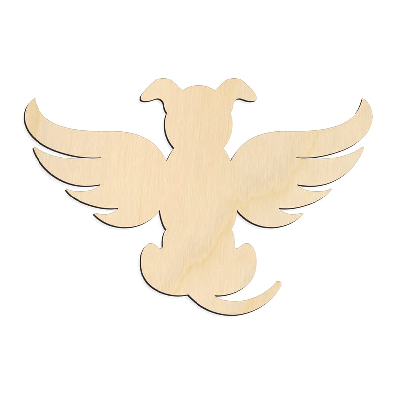 Laser-cut baltic birch silhouette of ANGEL DOG