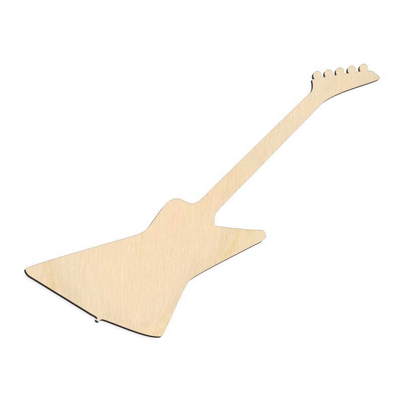 Laser-cut baltic birch silhouette of Angular Electric Guitar