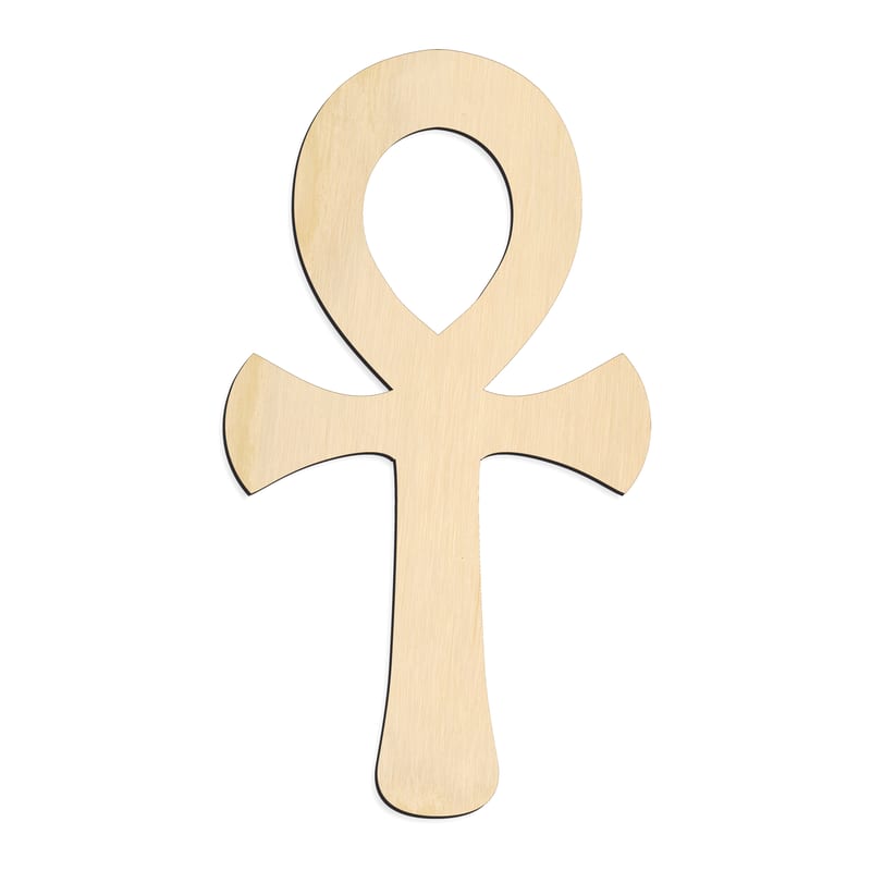 Laser-cut baltic birch silhouette of Ankh Symbol