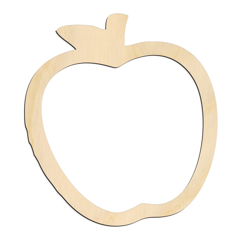 Laser-cut baltic birch silhouette of Apple Outline