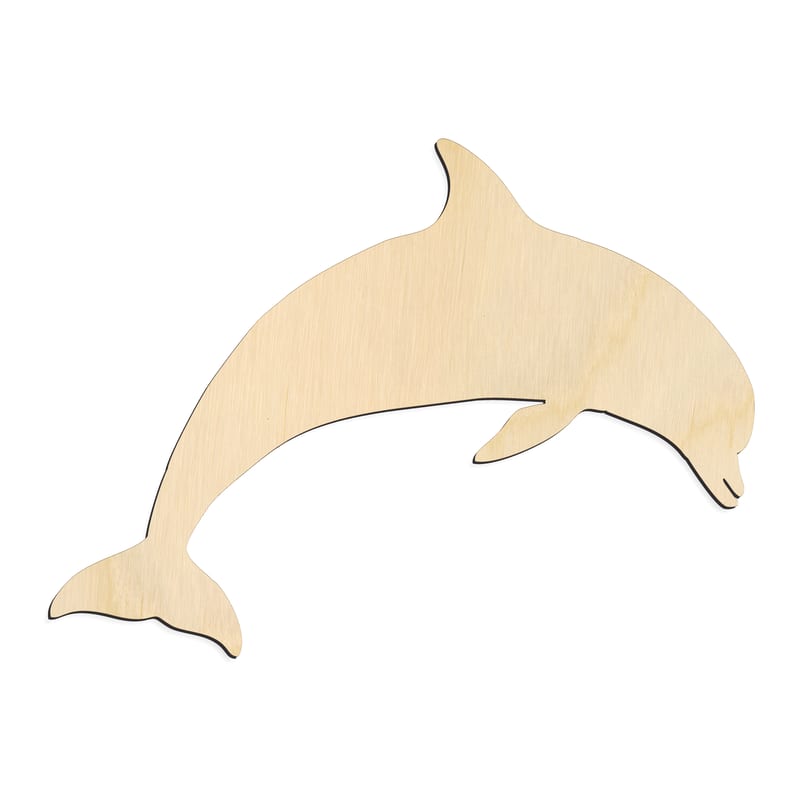 Laser-cut baltic birch silhouette of Arched Dolphin