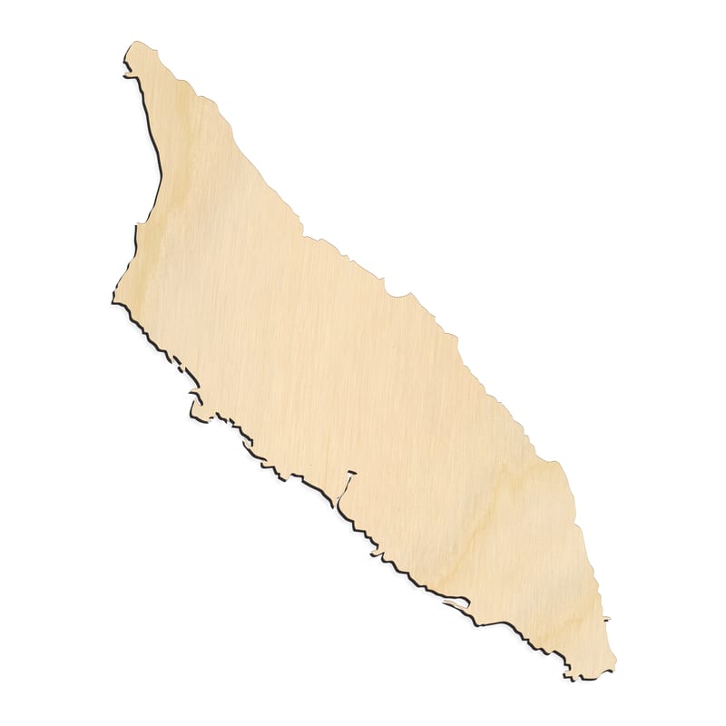 Laser-cut baltic birch silhouette of ARUBA