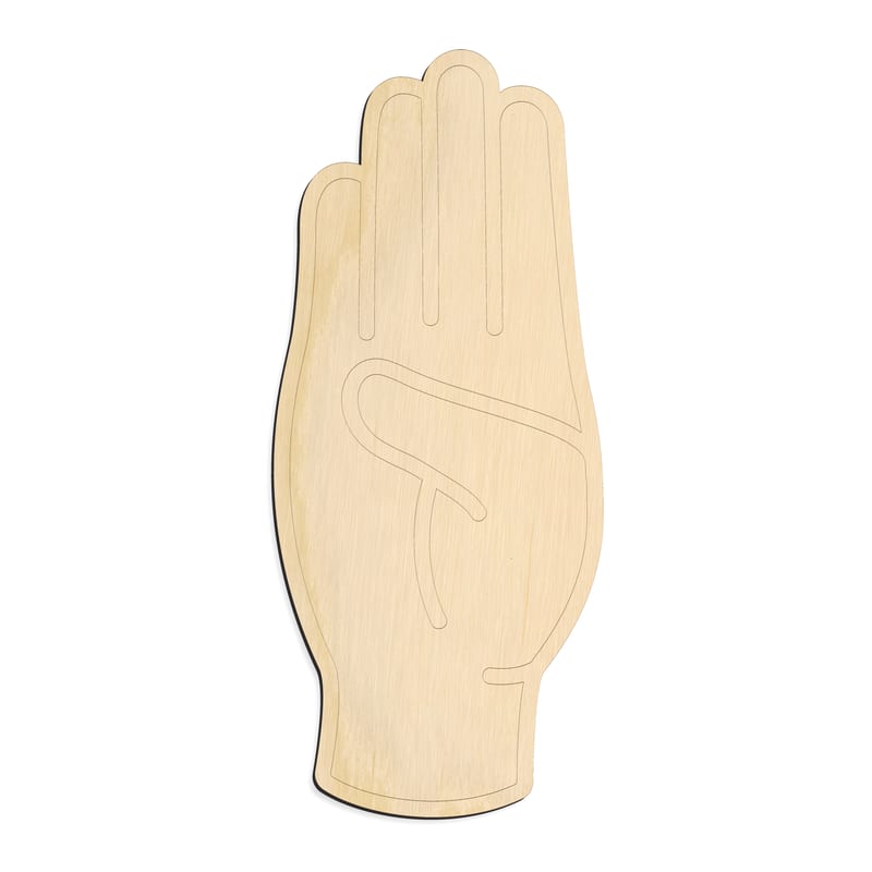 Laser-cut baltic birch silhouette of ASL SIGN LANGUAGE LETTER B