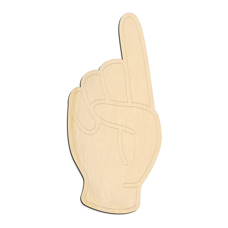 Laser-cut baltic birch silhouette of ASL SIGN LANGUAGE LETTER D