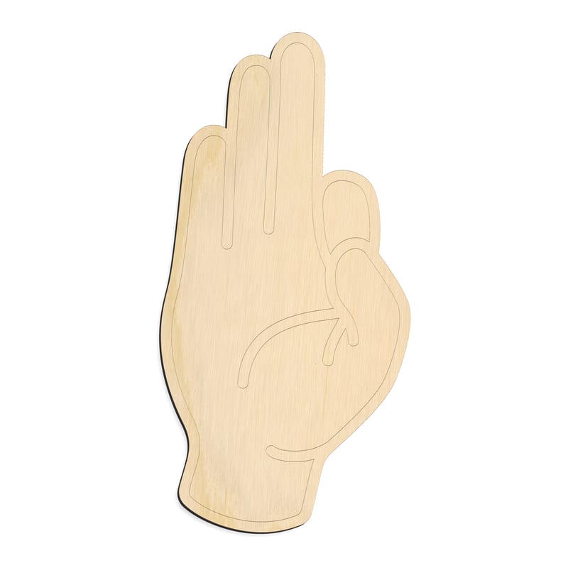 Laser-cut baltic birch silhouette of ASL SIGN LANGUAGE LETTER F