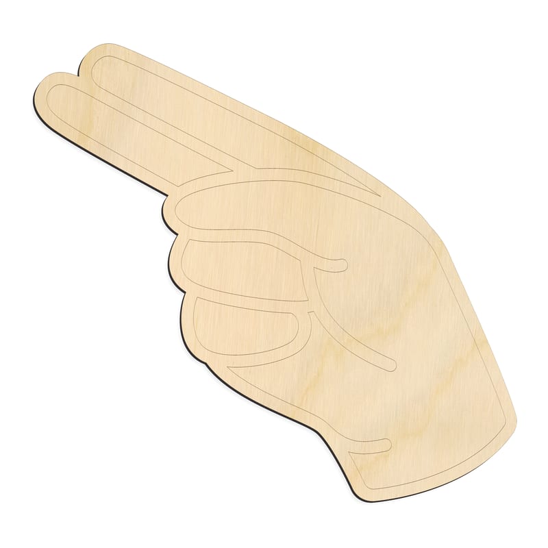Laser-cut baltic birch silhouette of ASL SIGN LANGUAGE LETTER H