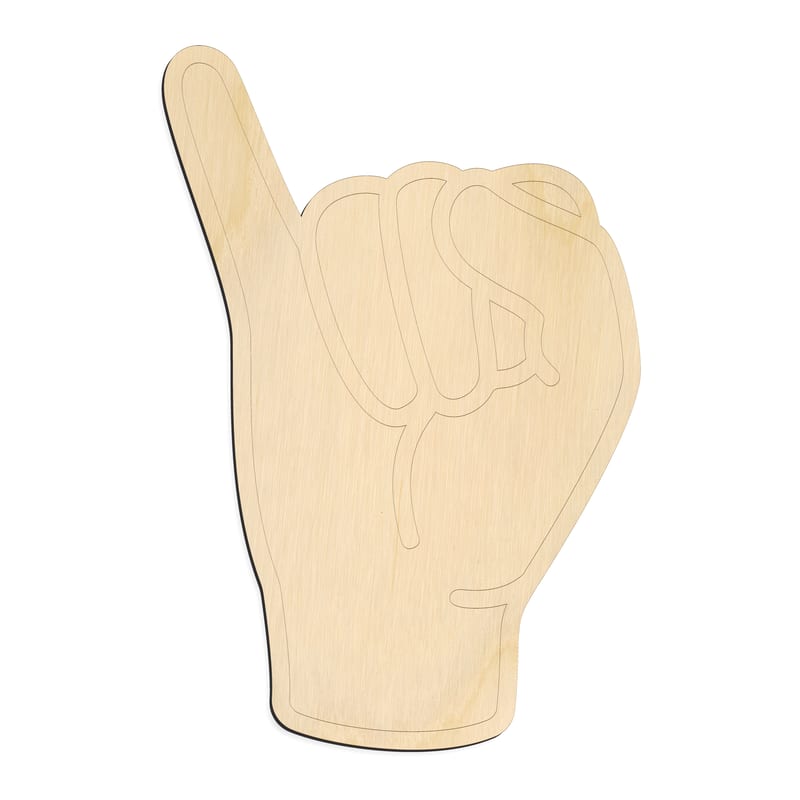 Laser-cut baltic birch silhouette of ASL SIGN LANGUAGE LETTER I