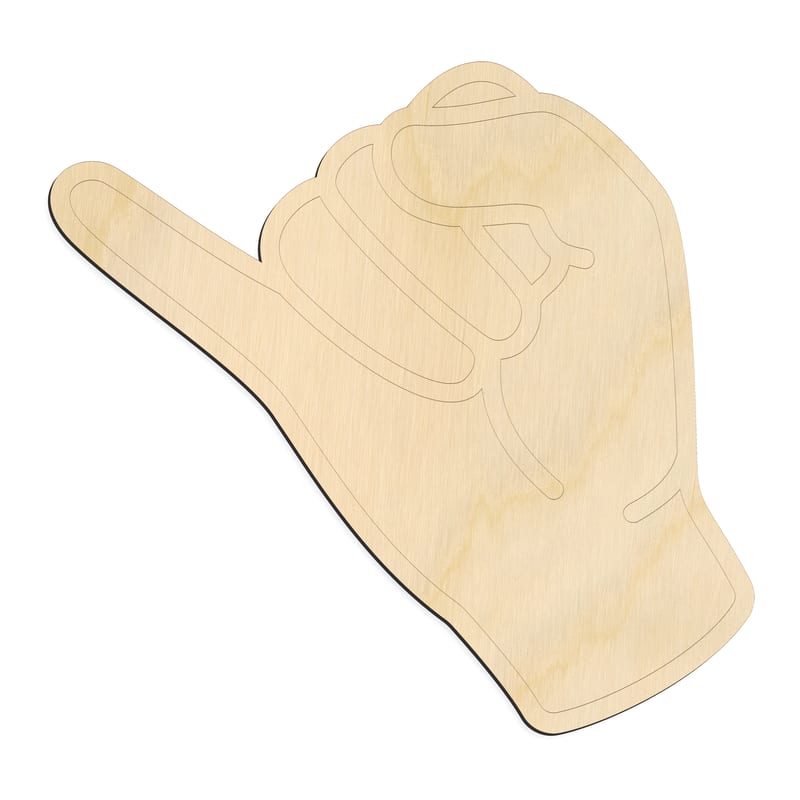 Laser-cut baltic birch silhouette of ASL SIGN LANGUAGE LETTER J