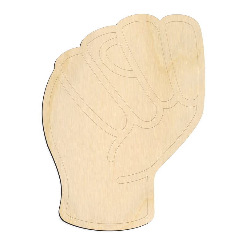 Laser-cut baltic birch silhouette of ASL SIGN LANGUAGE LETTER N