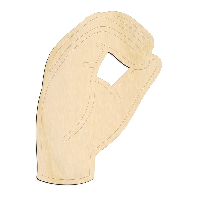 Laser-cut baltic birch silhouette of ASL SIGN LANGUAGE LETTER O