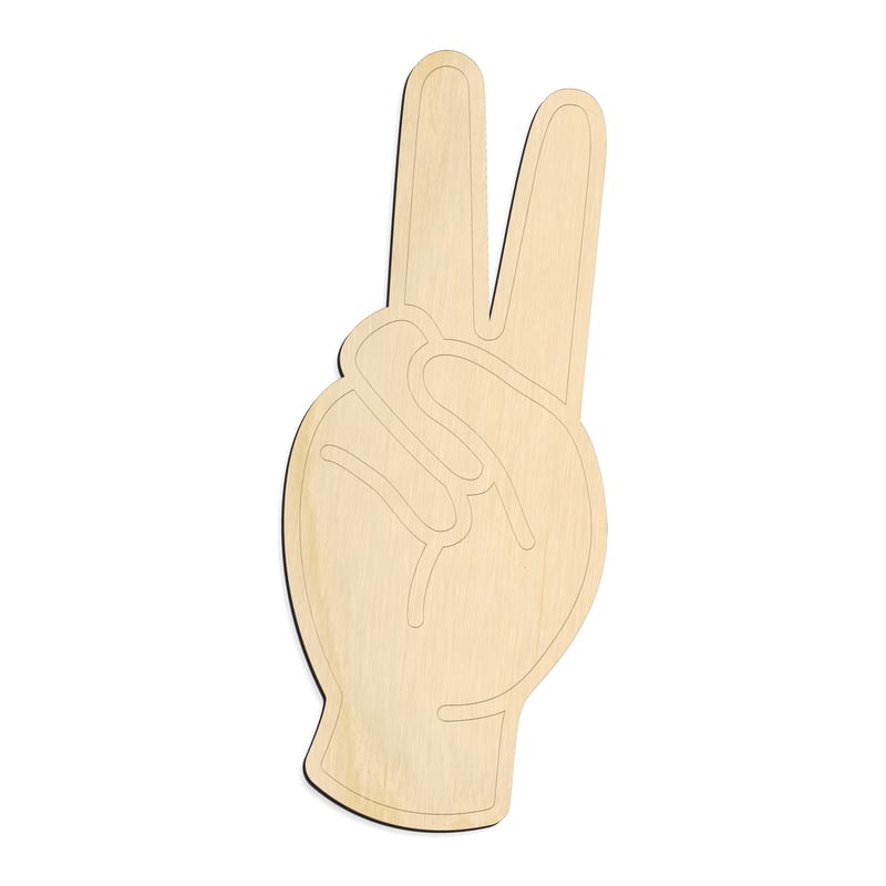 Laser-cut baltic birch silhouette of ASL SIGN LANGUAGE LETTER V