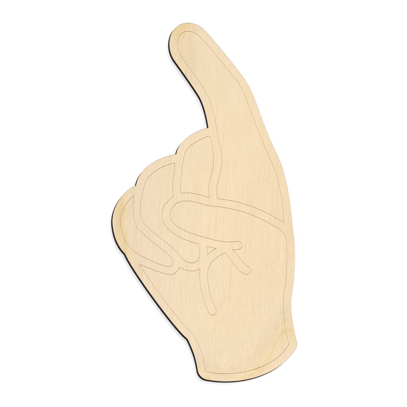 Laser-cut baltic birch silhouette of ASL SIGN LANGUAGE LETTER Z