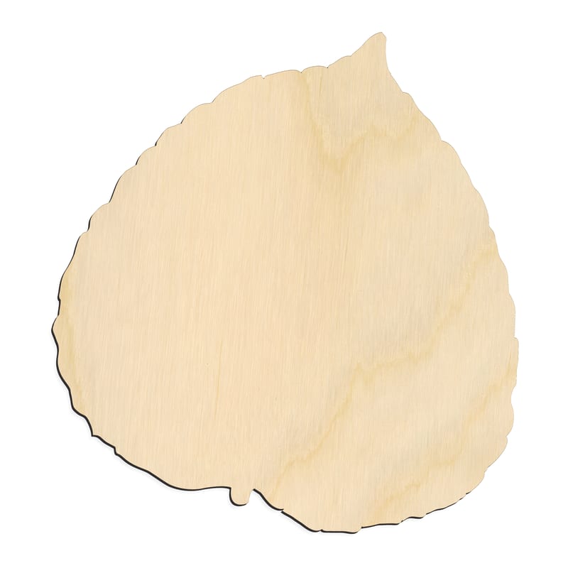 Laser-cut baltic birch silhouette of ASPEN LEAF