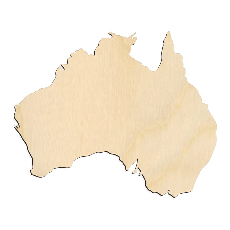 Laser-cut baltic birch silhouette of AUSTRALIA