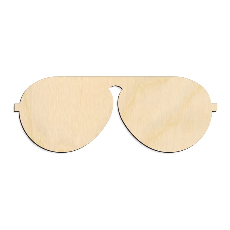 Laser-cut baltic birch silhouette of AVIATOR GLASSES