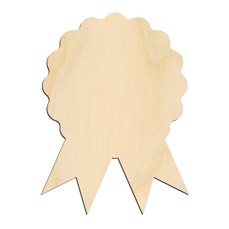 Laser-cut baltic birch silhouette of AWARD PRIZE RIBBON