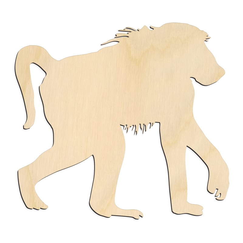 Laser-cut baltic birch silhouette of BABOON