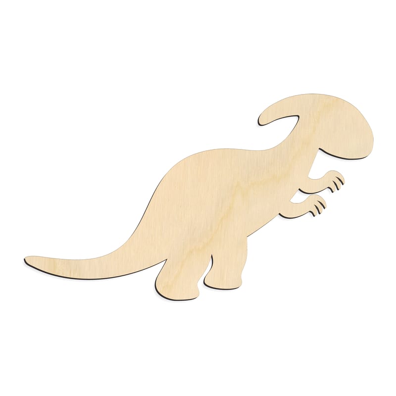Laser-cut baltic birch silhouette of BABY CRESTED DINOSAUR