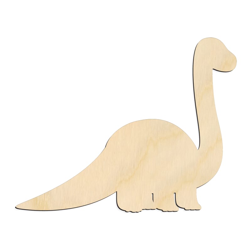 Laser-cut baltic birch silhouette of BABY LONG NECK DINOSAUR