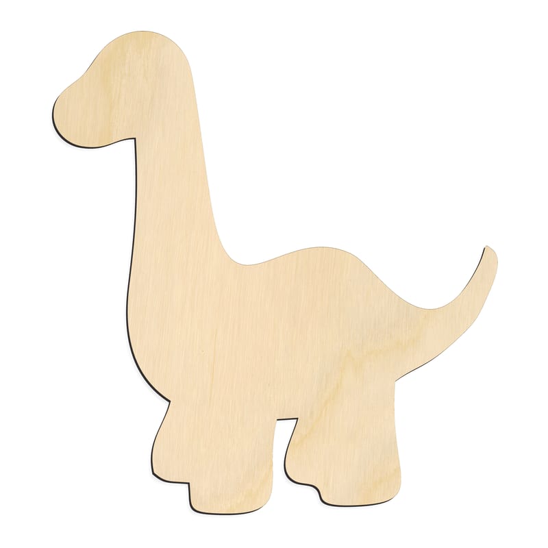Laser-cut baltic birch silhouette of BABY TALL LONG NECK DINOSAUR