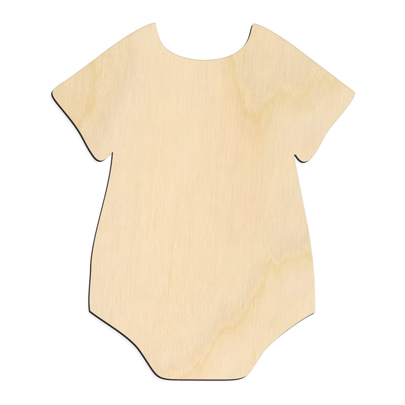 Laser-cut baltic birch silhouette of BABY ONESIE