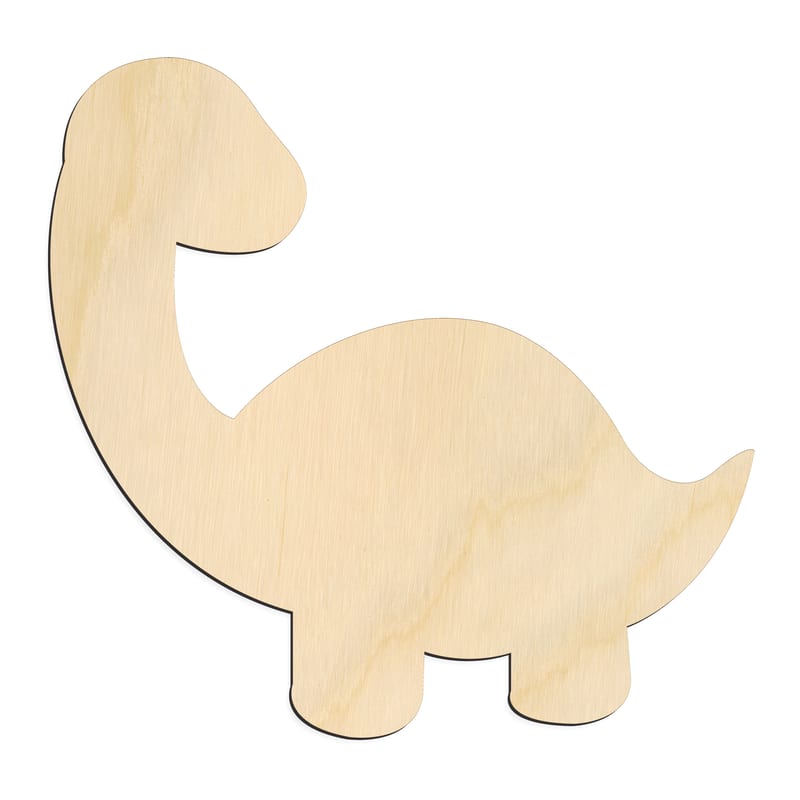 Laser-cut baltic birch silhouette of BABY UPRIGHT LONG NECK DINOSAUR