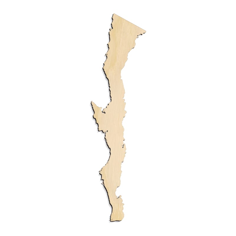 Laser-cut baltic birch silhouette of BAJA CALIFORNIA PENINSULA